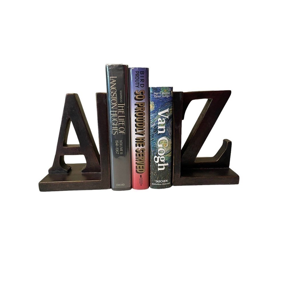 A to Z BOOKENDS Alphabet Capital Letters Heavy Resin Copper Look